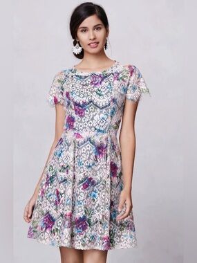 Hunter Dixon Floral Lace Midi Dress